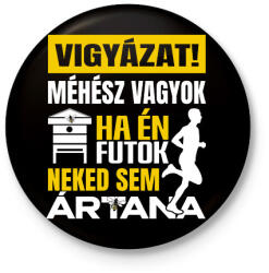 printfashion vigyázat méhész vagyok - Kitűző, hűtőmágnes - Fekete (17550639)