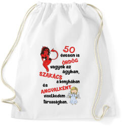printfashion 50 évesen is ördög - Sportzsák, Tornazsák - Fehér (17576430)