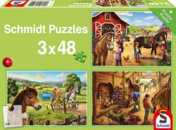 Schmidt Spiele Puzzle játék 3x 48 darabos A kedvenc lovaim (56519)