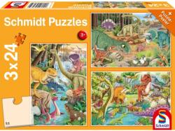 Schmidt Spiele Puzzle játék 3x 24 darabos Dinoszaurusz móka (56465)