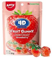 Amos Sweets Strawberry Burst - Eperlével töltött gumicukor 65g