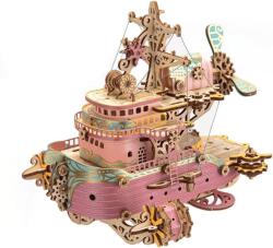 Howcat Puzzle 3D, Corabia Viselor, roz, HC, lemn, 102 piese