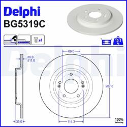 DELPHI Disc frana DELPHI BG5319C (BG5319C) - automobilus