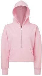 TriDri® Női kapucnis pulóver 1/2 cipzárral - Világos rózsaszín | S/M (TR077-1000407288)