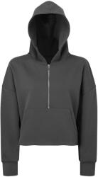 TriDri® Női kapucnis pulóver 1/2 cipzárral - Szénfekete | S/M (TR077-1000407248)