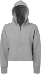 TriDri® Női kapucnis pulóver 1/2 cipzárral - Szürke melírozott | S/M (TR077-1000407256)
