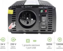 Green Cell INV04DE áramátalakító és inverter Univerzális 500 W Fekete (INV04DE) (INV04DE) - xupe