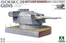  1/72 15 Cmsk C/28 Battleship Bismarck BB II/Stb II Turret katonai ágyú modell (5014)
