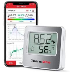 ThermoPro TP357 hőmérséklet és páratartalom mérő Bluetooth funkcióval (0602024957478)