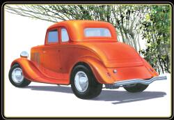 ROUND2 AMT 1/25 1934 Ford 5 ablakos Coupe Street Rod kocsi modell (AMT1384)
