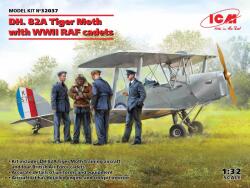 ICM 1/32 DH. 82A Tiger Moth repülőgép modell második világháborús RAF kadét figurákkal (ICM32037)