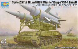 Trumpeter 1/72 2K11A TEL és 9M8M Krug-a (SA-4 Ganef) szovjet lánctalpas rakéta indító modell (07178)