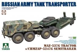 TAKOM 1/72 MAZ-537G orosz tankszállító teherautó modell CHMZAP-5247G pótkocsival (TAK5004)