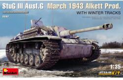 MiniArt Models 1/35 StuG III Ausf. G March 1943 Alkett Prod téli láncokkal katonai jármű modell (35367)