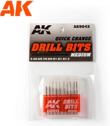 AK Interactive Fúrófej készlet modellezési célokra közepes 0.4-1.3mm 10 darabos (AK9043)