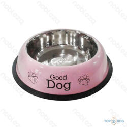  Fém tál gumitalppal kutyáknak rózsaszín XL 25, 5cm