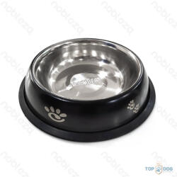  Fém tál gumitalppal kutyáknak fekete 21cm