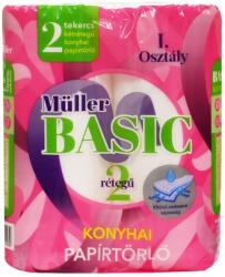 Müller Háztartási papírtörlő kéztörlő 2 rétegű 40 lap/tekercs 2 tekercs/csomag Müller Basic hófehér (9352) - tintasziget