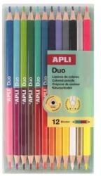 APLI Színes ceruza készlet, kétvégű, háromszögletű, APLI "Duo", 24 különböző szín (LCA20081D) - tintasziget