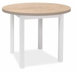 SIGNAL MEBLE Adam étkezőasztal - 80 cm átmérő, lancelot tölgy / fehér