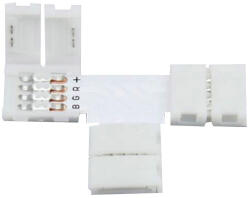 AVIDE LED Szalag 12-24V T elosztó elem, forr. mentes, RGB-4 eres, 10mm (8 db-os csom. ) (ABLS12VRGB-T-CONNECTOR-8)