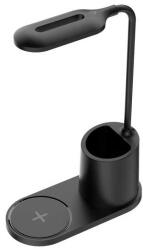 Platinet asztali lámpa 3 W, vezeték nélküli töltés, fekete