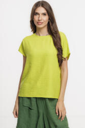 Pierino Bluza verde lime lejera din vascoza cu in, usor creponata, cu maneca cazuta scurta S/M