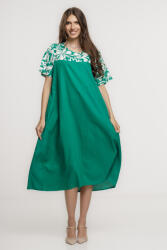 Pierino Rochie din in mercerizat si vascoza, cu croi lejer si design minimalist verde cu platca mica imprimata Talie unica