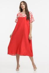 Pierino Rochie din in mercerizat si vascoza, cu croi lejer si design minimalist rosie cu platca mica imprimata Talie unica