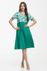 Pierino Rochie Eva A line, din in mercerizat si vascoza, verde cu platca imprimata S/M