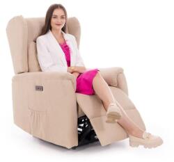 UNIZDRAV COMFORT relaxációs, dönthető füles fotel masszázs- és fűtésfunkcióval, bézs színű