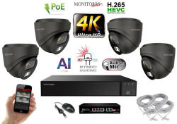 MS - AI Hybrid Light IP kamerarendszer 4 kamerával switchel 8 Mpix GD - 6482k4B