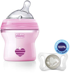 Chicco Fľaša dojčenská Natural Feeling 150 ml, dievča 0m + vzorka Cumlík Physio Micro 0-2m (8596202001508)
