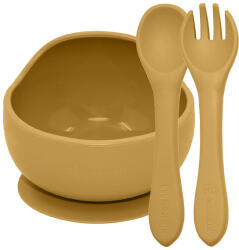  PETITE&MARS Szilikon 2 részes étkészlet TAKE&MATCH tál + evőeszközök Intense Ochre 6hó+ (VP-F171126)