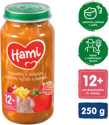  HAMI Makaróny párolt sertéshússal, paradicsommal és paprikával (250 g) - hús-zöldség köret (110498)
