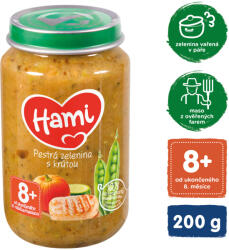  HAMI Színes zöldség pulykahússal (200 g) - húsos-zöldséges bébiétel (162315)