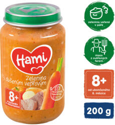  HAMI Zöldség párolt sertéshússal (200 g) - húsos-zöldséges bébiétel (148902)
