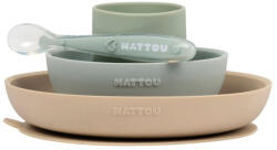  NATTOU Szilikon étkészlet 4 db-os homok-zöld BPA mentes (876827)