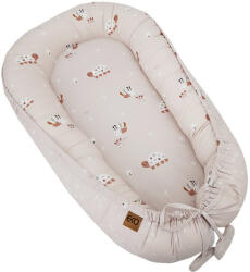 EKO Kétoldalas pamut babafészek Méhek Csillagok Bézs 90x60 cm (CO-10-BEES-STARS)