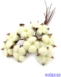  Drótos szárú gyapot 10db 5-6 cm fej - Törtfehér