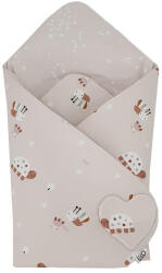 EKO Csomagolókendő pamut kétoldalas Bees Stars Beige 75x75 cm (RO-33-BEES-STARS)