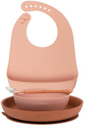  NATTOU Szilikon étkészlet előkével 4 db-os rózsaszín BPA mentes (876810)