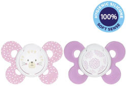  CHICCO Physio Comfort szilikon cumi 6-16 hónapos lány - macska/pöttyök 2 db (74933-11B)