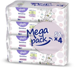 4x BELLA HAPPY BABY Nedves törlőkendők sensitive aloe verával 56 db, MEGA PACK (BB-062-WS04-W01)