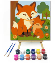  Mosolygós Rókacsalád a Ligetben - gyerek számfestő készlet