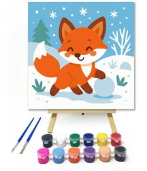  Vidám Rókakölyök a Havas Tájon - gyerek számfestő készlet