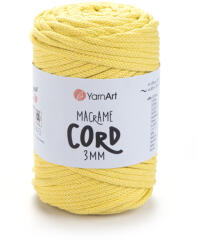  MACRAME CORD zsinór fonal, 3mm - Sárga - 754