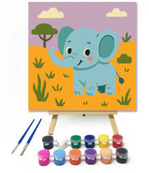  Mosolygós Kiselefánt a Szavannán - gyerek számfestő készlet