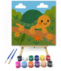  Vidám Teknős a Virágos Ösvényen - gyerek számfestő készlet