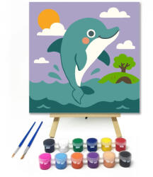  Vidám Delfin a Napfényes Tengeren - gyerek számfestő készlet